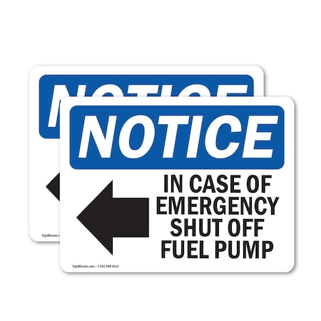 Signmission In Case Of Emergency Shut Off Sign With Symbol, 7 in W x Rectangle, Vinyl Decal OS-2PACK-NS-D-57-L-13662